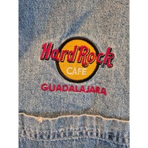 Hard Rock Cafe Guadalajara Denim Long Sleeve Button Up Shirt Men's Large Vintage